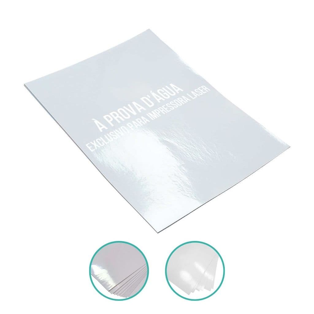 Vinil Laser Glossy Adesivo A4 135g À Prova D'Água PVC Brilhante para Impressora Laser com 10 Folhas