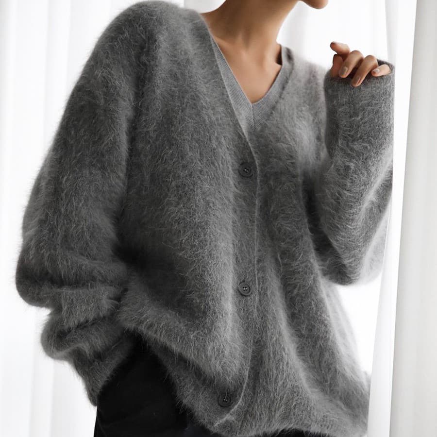 Camisola de malha de lã de vison transfronteiriça Cardigan europa américa 2026 outono inverno preguiçoso solto manga com