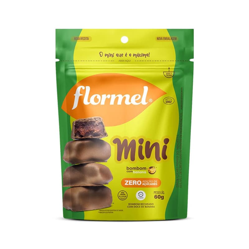 Flormel - Mini Bombom Com Banana 60g Zero Açucar