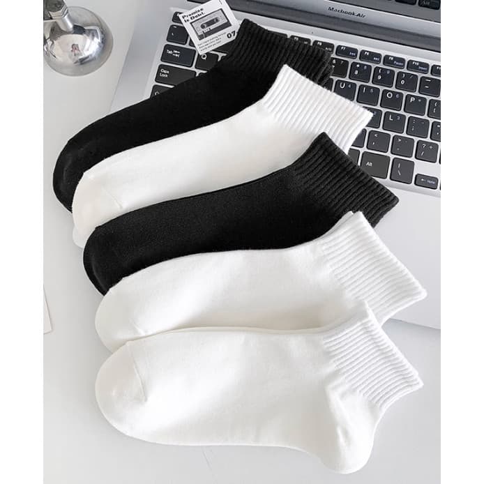 Kit 3-6-12 pares soquete Meias masculinas cano curta pretas e brancas