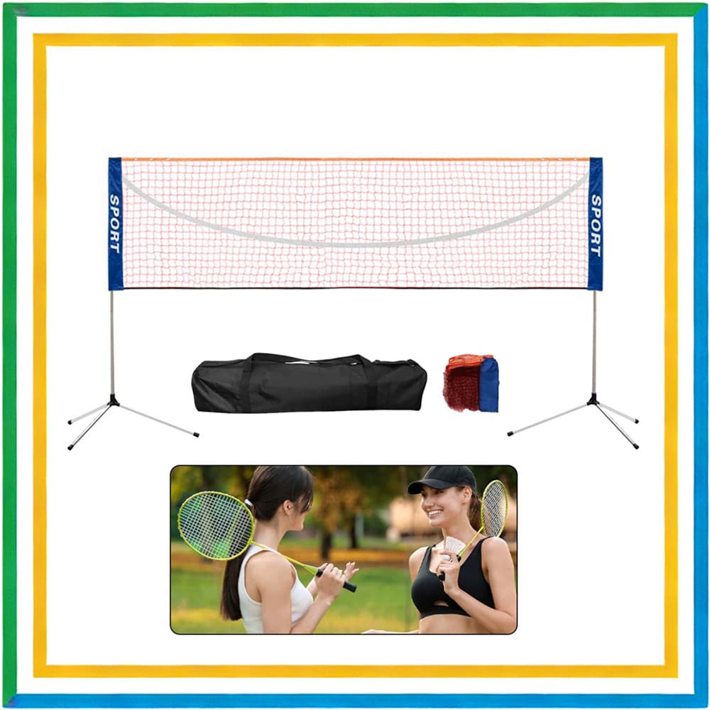 Conjunto de estrutura de rede de Badminton de 5m, rede de vôlei infantil, rede de tênis, altura dobrável ajustável
