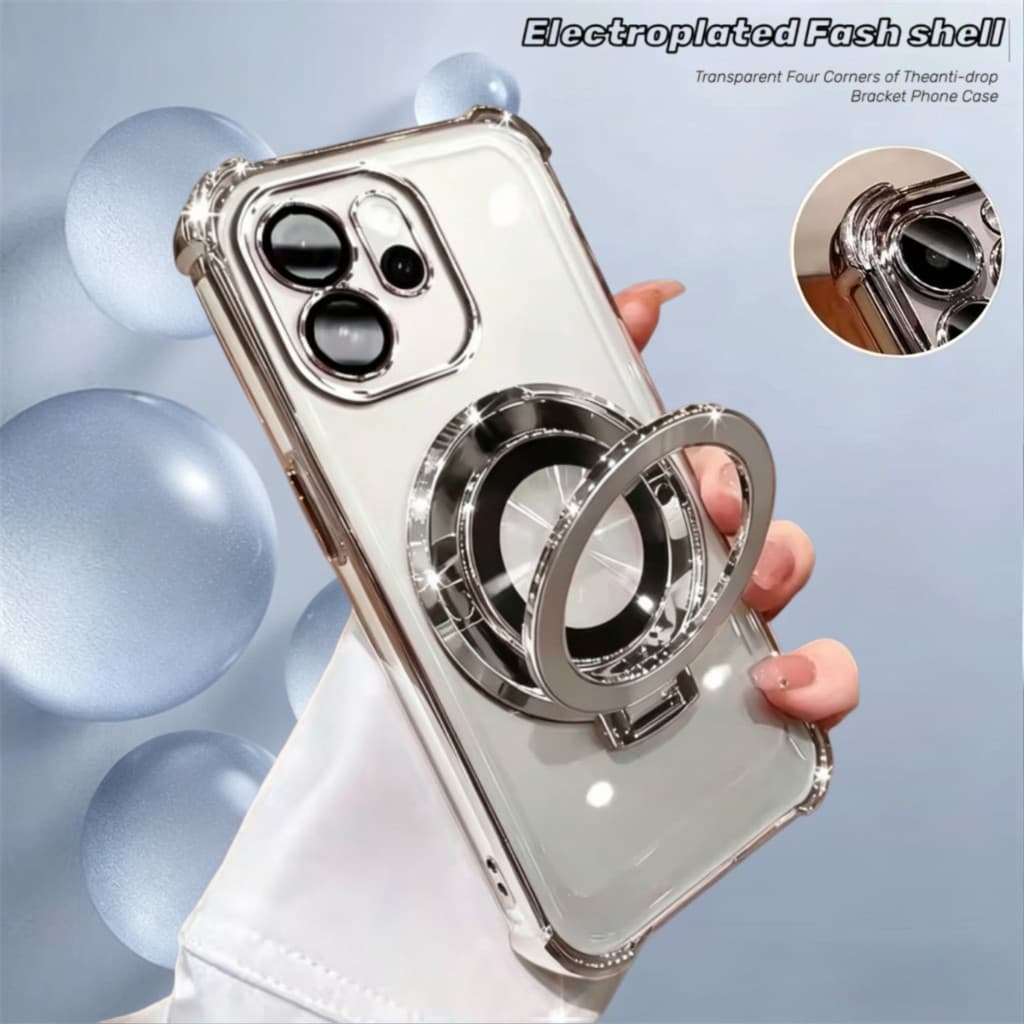 Para OPPO A6X A5 A6 Pro Reno 16 15 14 13 Pro 16F 15F 14F 13F Caso Suporte Magnético Airbag Macio Transparente À Prova De