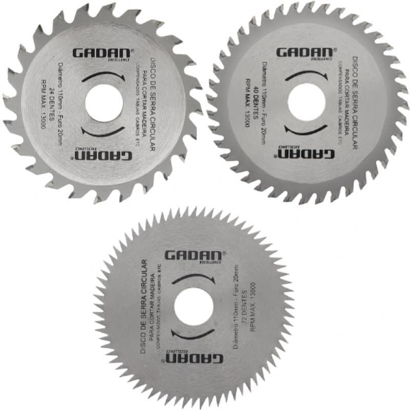 Disco de Serra Circular 4" para Madeira  110mm Furo 20mm (24, 40 ou 72 Dentes)  Profissional