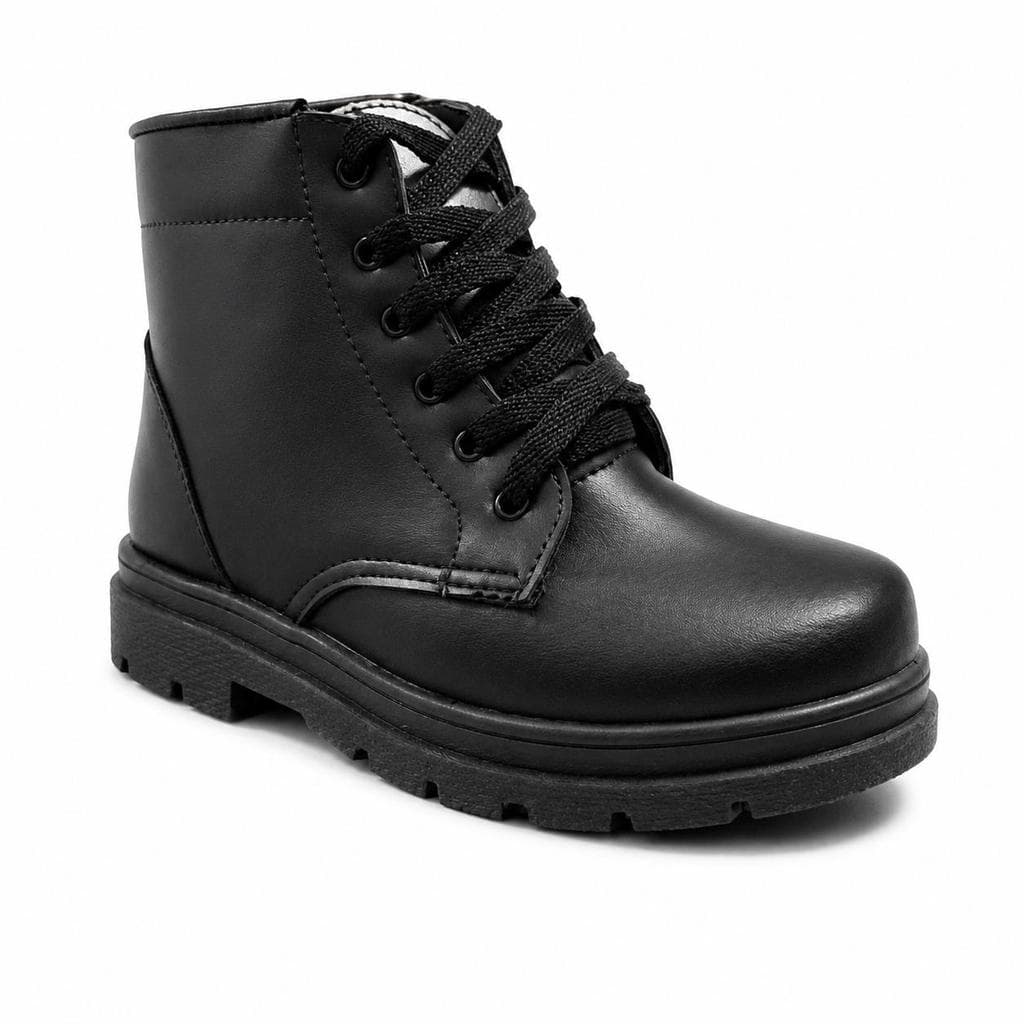 Bota Infantil Menina Coturno Preto Forada Leve Confortável e Quentinha