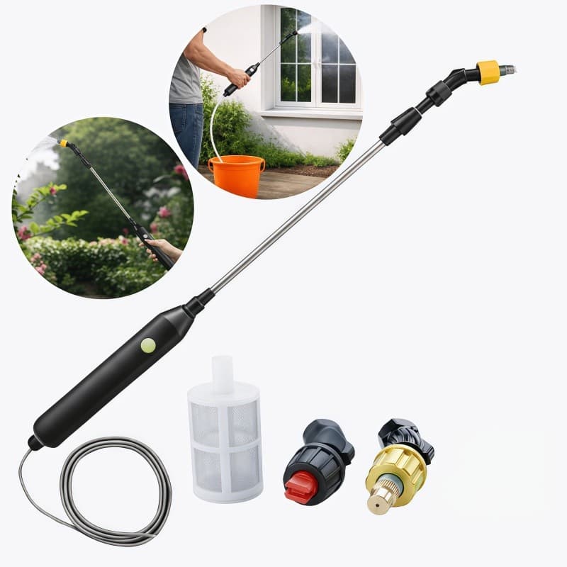Pulverizador Elétrico Recarregável Alta Pressão 1200ml/min Portátil com Mangueira 3m