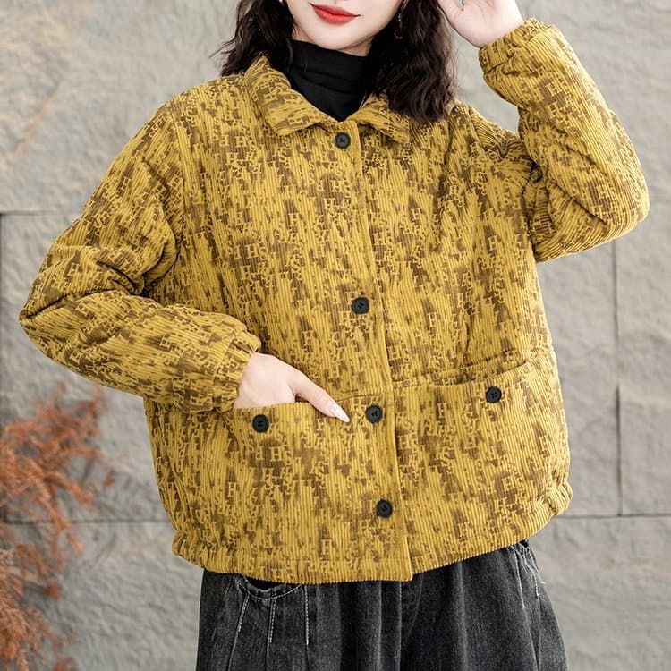 2025 inverno novo estilo jaqueta curta lapela camisa gola prego jaqueta de algodão Casual outono inverno para baixo acol