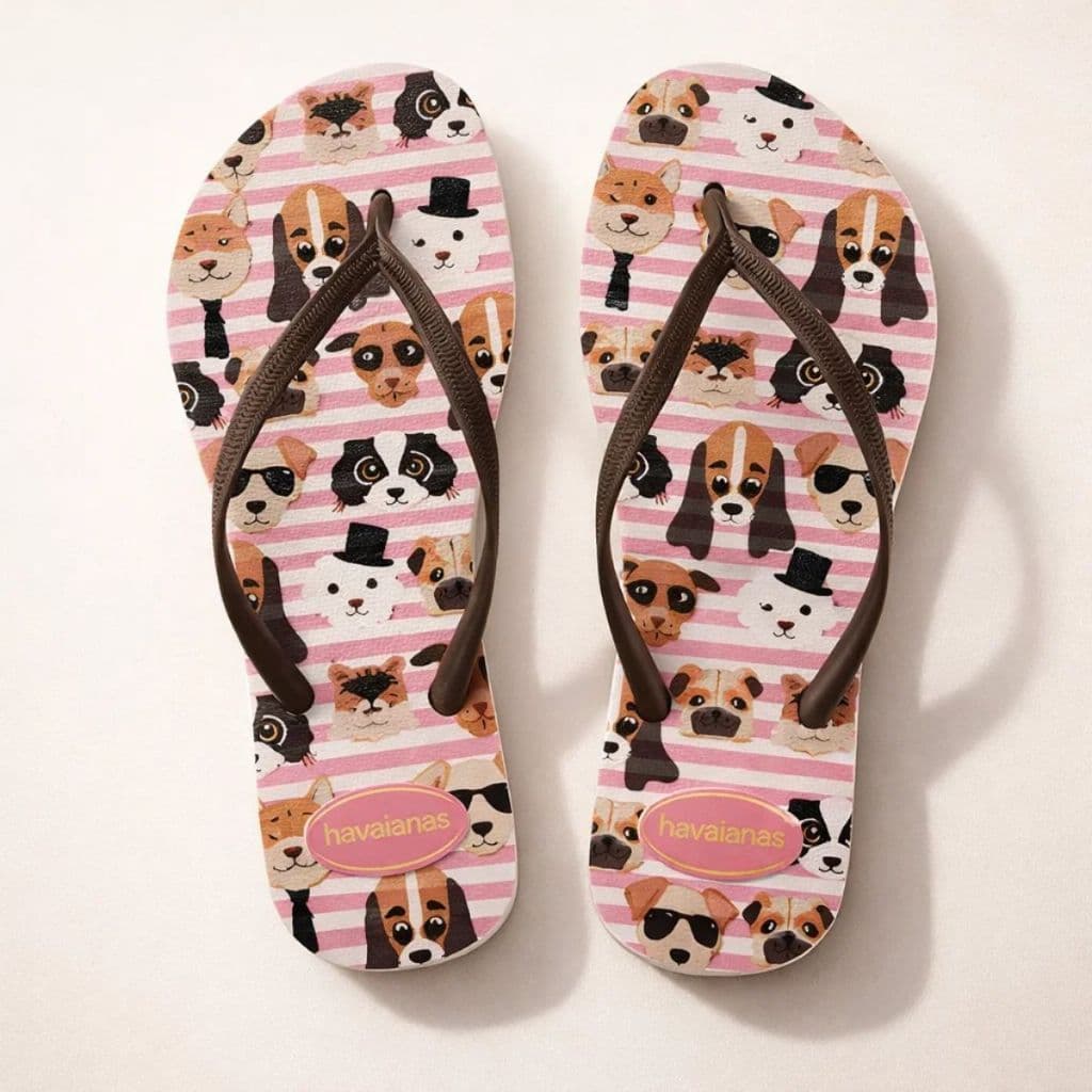 Chinelo Sandalia Slim Feminino Numeração 41 Original Estampa Pets Confortável Leve Macio Promoção