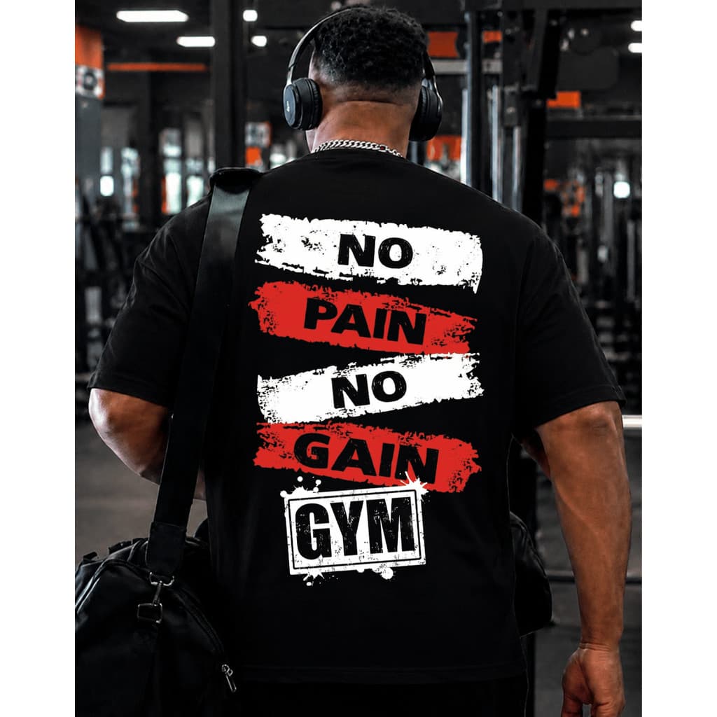 Camiseta Básica Algodão Masculina Confortável Casual Academia Treino Musculaçao Gym Pain No Gain
