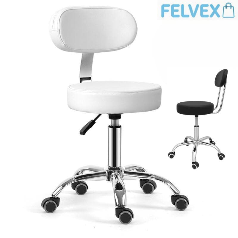 [FEL] Banqueta de Escritório Giratória com Altura Ajustável - Preta/Branca para Home Office