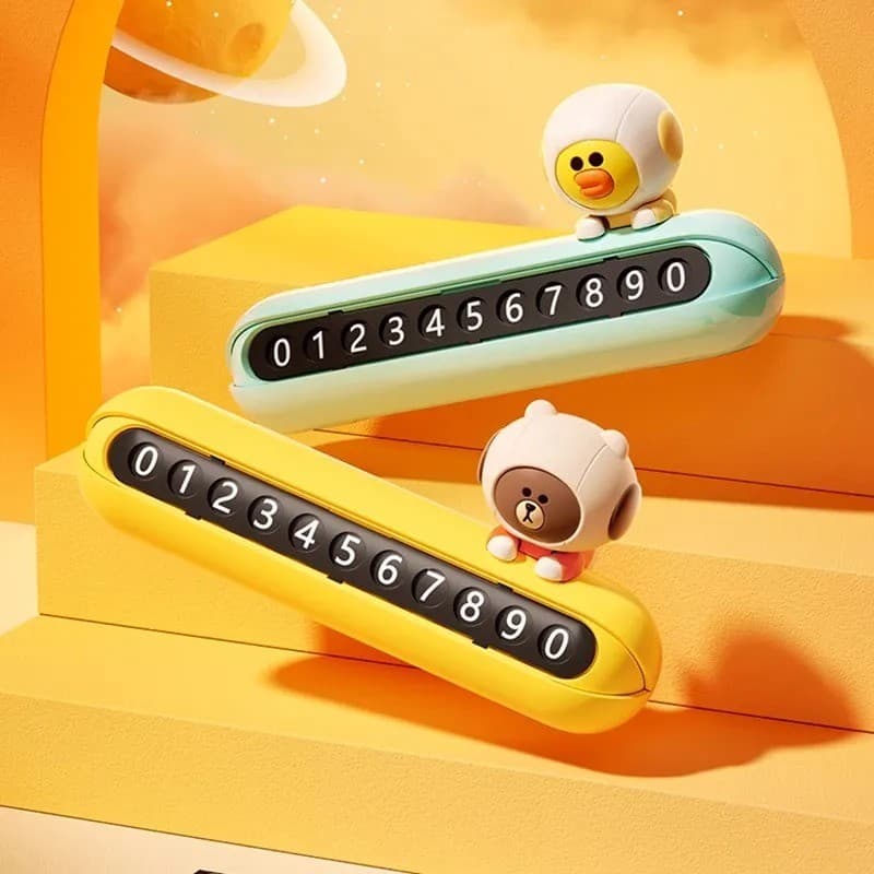 Coreia LineFriends placa de número de estacionamento temporário bonito painel magnético luz luxo dos desenhos animados e