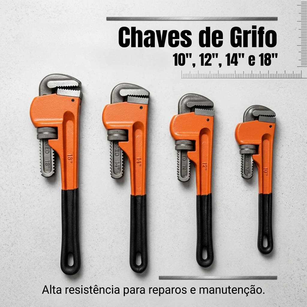 Chave de Grifo 10", 12", 14"  e 18 " Ferramenta  para Uso Profissional