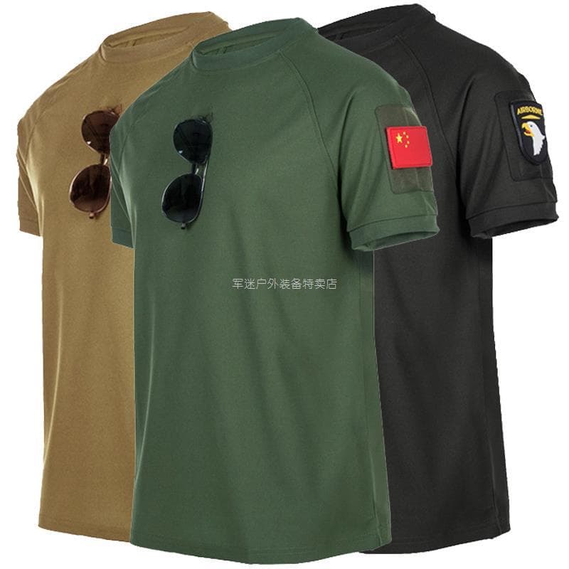 Camiseta masculina de secagem rápida com ventilador militar ao ar livre EUA Exército resistente cara estilo militar táti