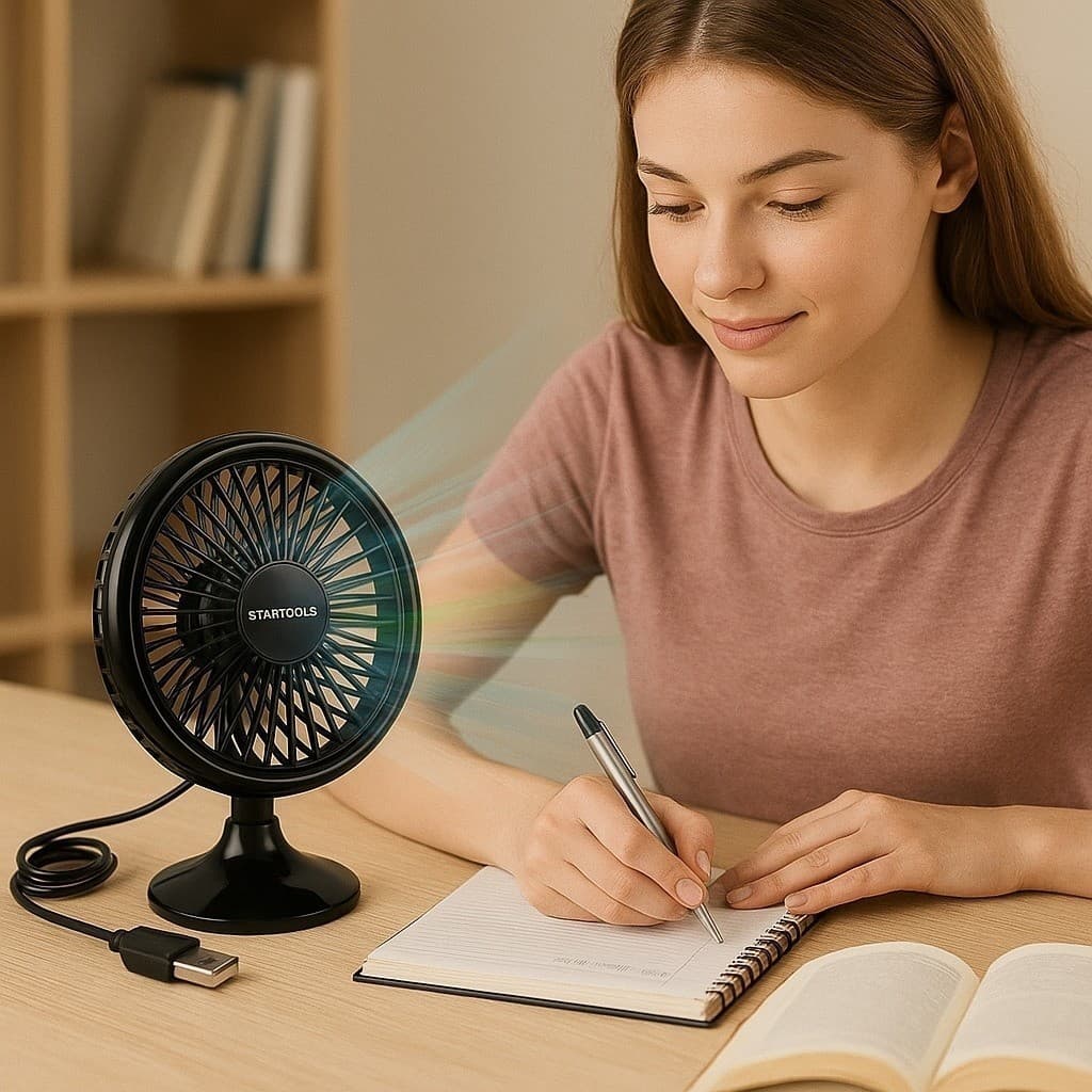 Ventilador Mini USB Preto Portátil Silencioso Climatizador Compacto Notebook Mesa Escritório Viagem