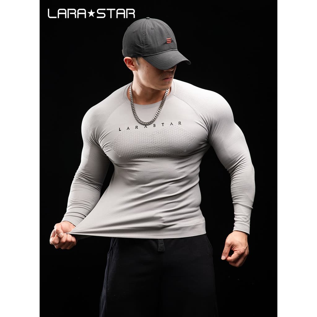 Laura Star 1568 Roupas de Fitness Masculinas de Secagem Rápida de Manga Comprida Correndo Treinamento Esportivo Roupas d