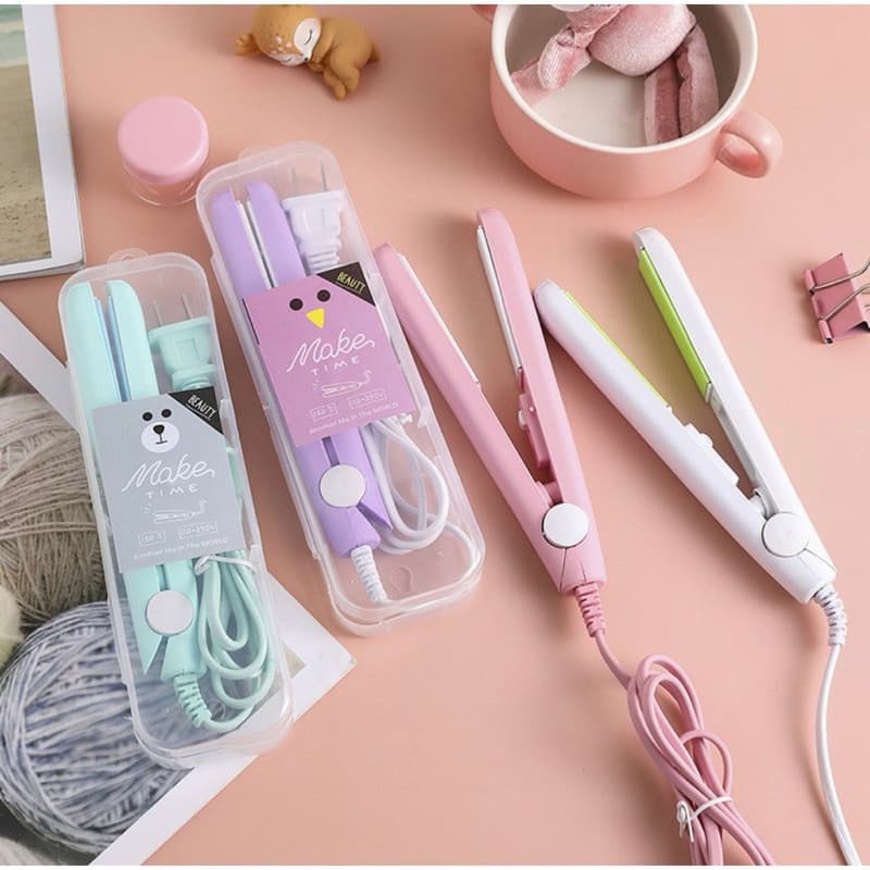 Mini Chapinha Prancha de Cabelo Portátil com Estojo de Transporte Bivolt