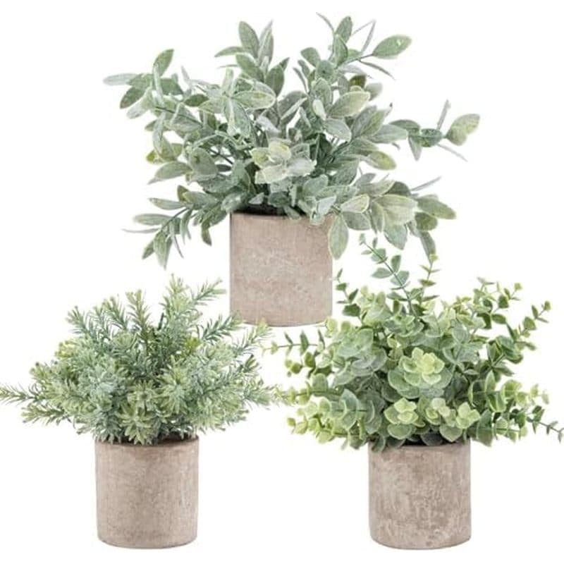 Der Rose 3 Pack Mini Vasos De Plantas Falsas De Eucalipto De Plástico Artificial Topiarias Para Mesa De Escritório Em Ca
