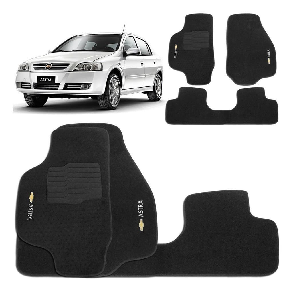 Tapete Astra em Carpete Preto  3 Peças para os Modelos 2009-2011 Conforto para Seu Veículo
