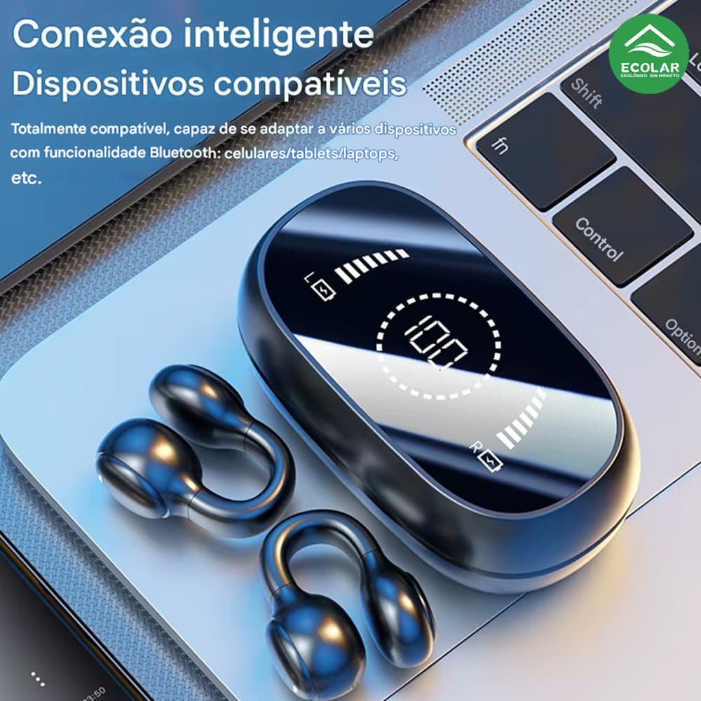 Fone Bluetooth Clip 2026 Leve e Confortável Não Intra Auricular Bateria de Longa Vida Proteção Auricular Eficaz
