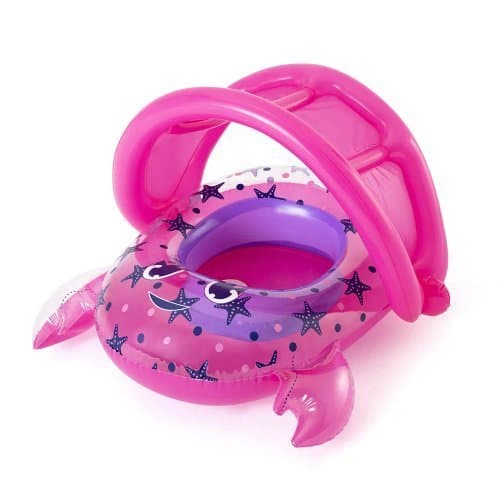 Bote Infantil Caranguejo Rosa Bebê 6–18 Meses Piscina Praia Flutuante PVC Seguro Divertido