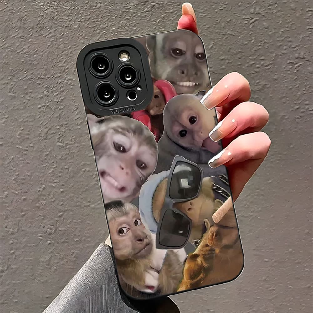 Macaco Feio Capinha Capa Para IPhone 11 12 13 14 15 16 17 7 8 X Xs XR Ar Plus Pro Max Normal De Cobertura Completa