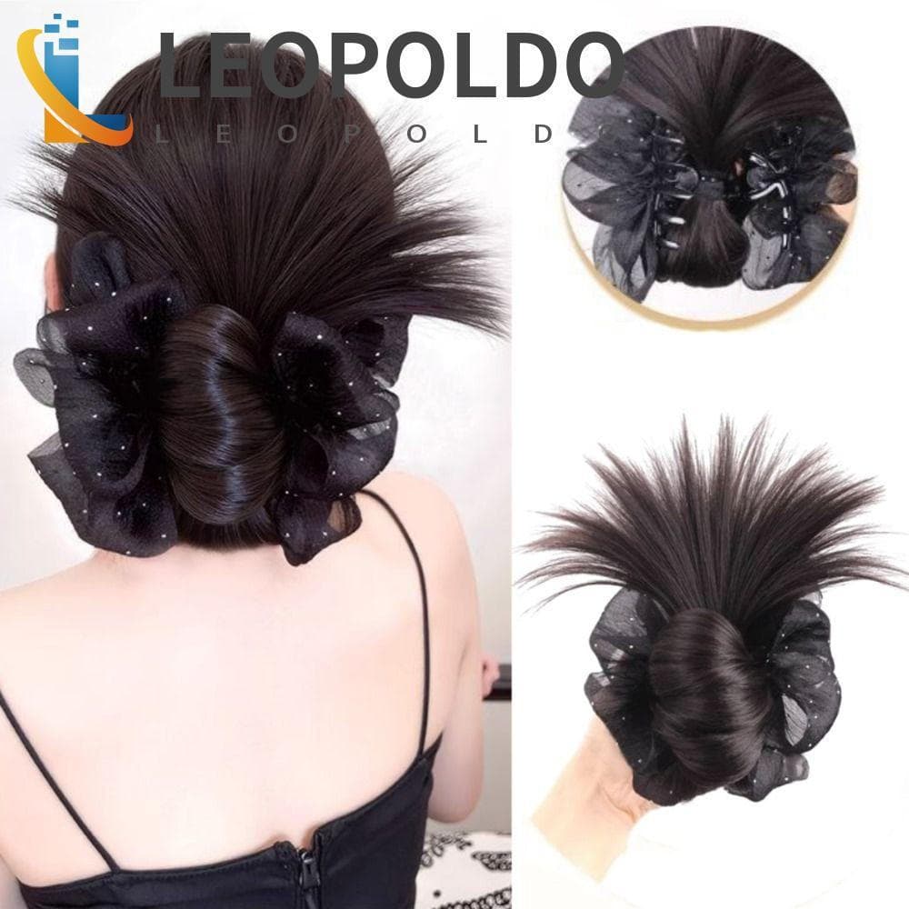 LEOPOLDO Bagunçado Encaracolado Chignon , Garra Clipe Extensões De Cabelo Flor Bun Cabeça Peruca , Faixa Peças Falso