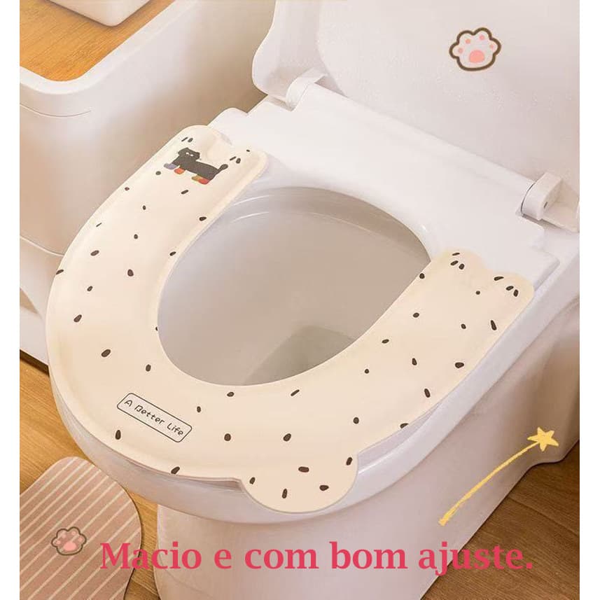 Capas de assento sanitário reutilizáveis ​​e macias com alças, adequadas para banheiros domésticos.