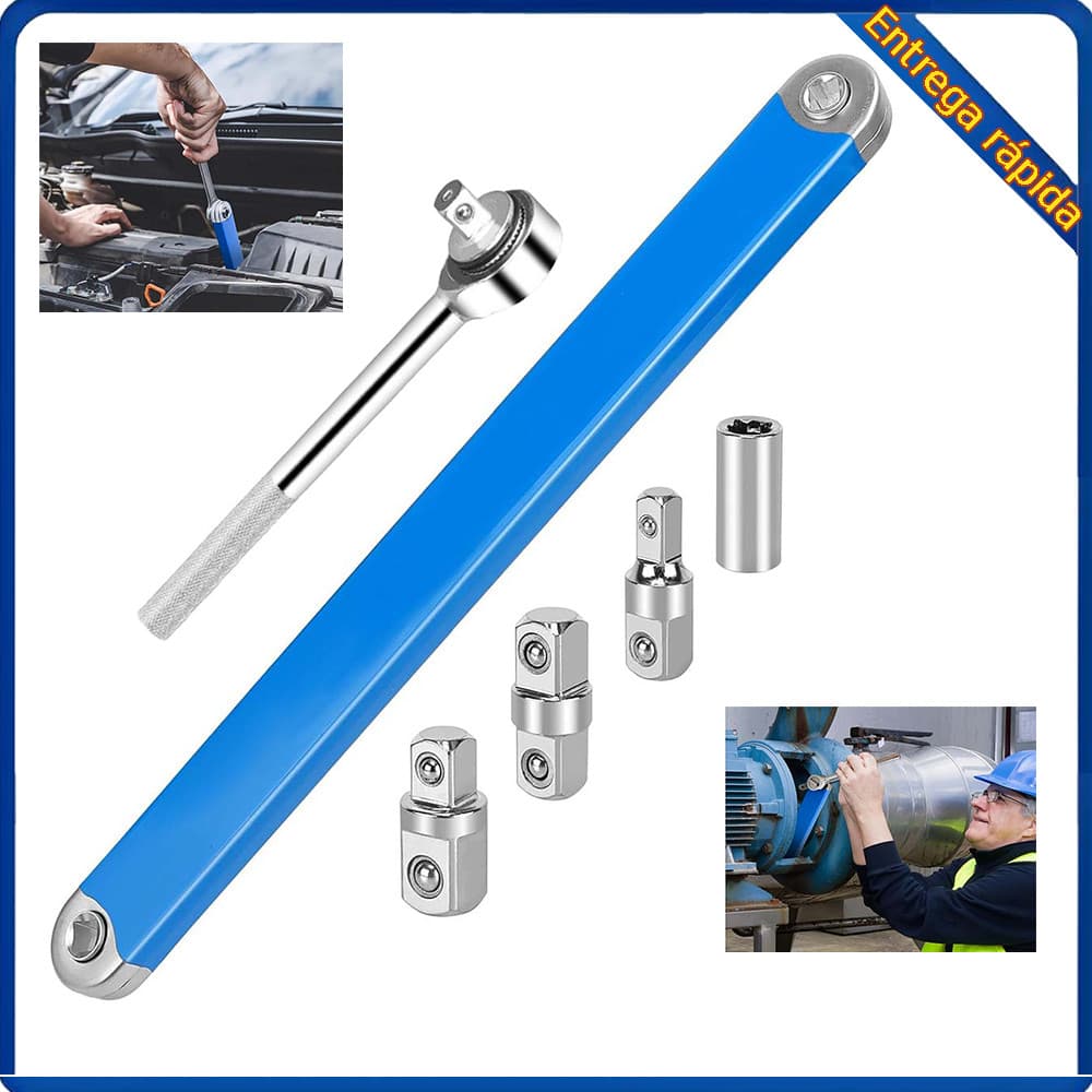 Conjunto de chave de extensão Offline (incluindo 1 chave de extensão + 4 adaptadores + 1 chave de catraca) azul + prata