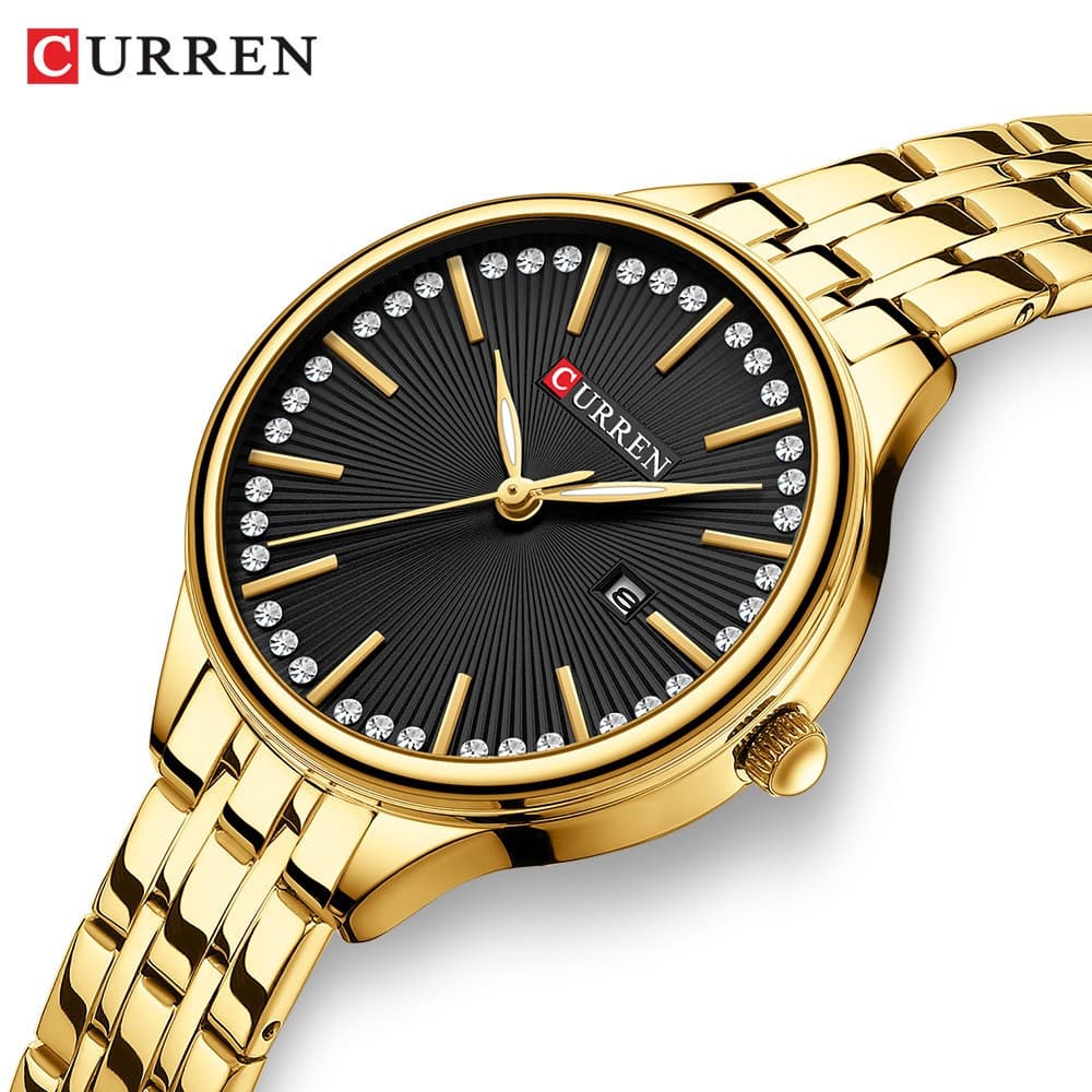 Relógio Feminino CURREN Original de Marca Top, Luxuoso, Simples, em Aço Inoxidável, Luminoso, Relógio de Quartzo 9099 XQ