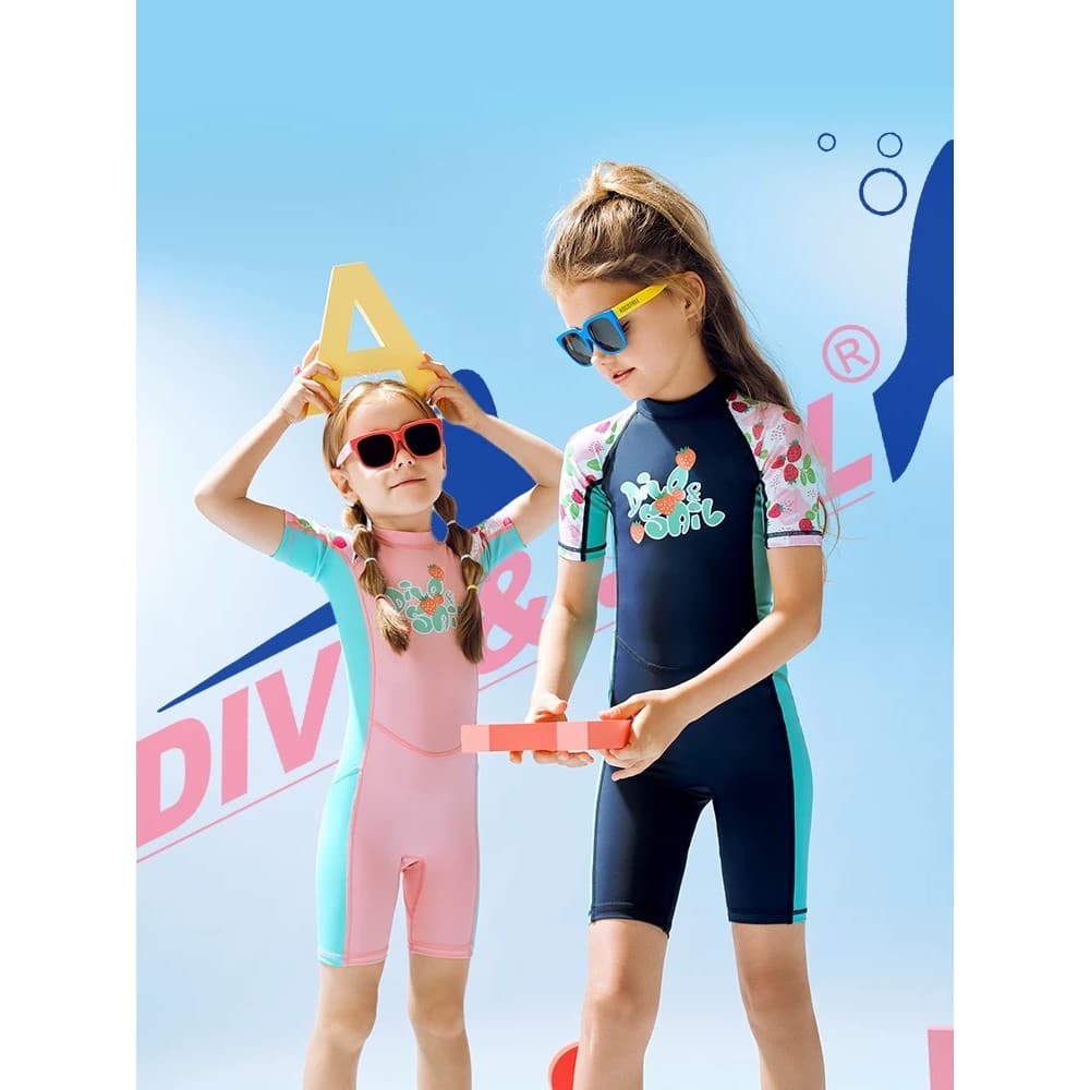 DIVE & SAIL maiô infantil meninas 2024 novo estilo médio grande meninas protetor solar de secagem rápida bebê meninos ma