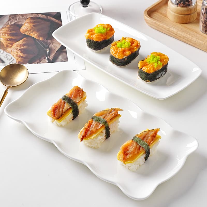 Osso China Sushi placa retangular cerâmica branco criativo casa comida ocidental sobremesa talheres sobremesa placa de t