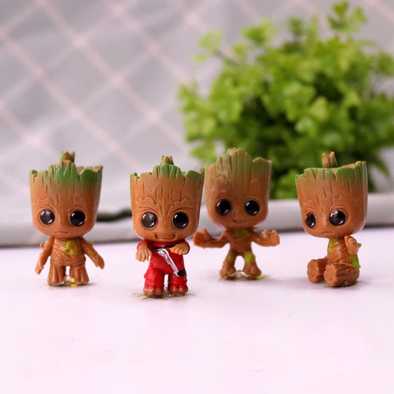4Pcs 4,5cm Guardiões Da Galaxy Groot Action Figura Brinquedos Bonecos Colecionáveis Ornamento Presentes