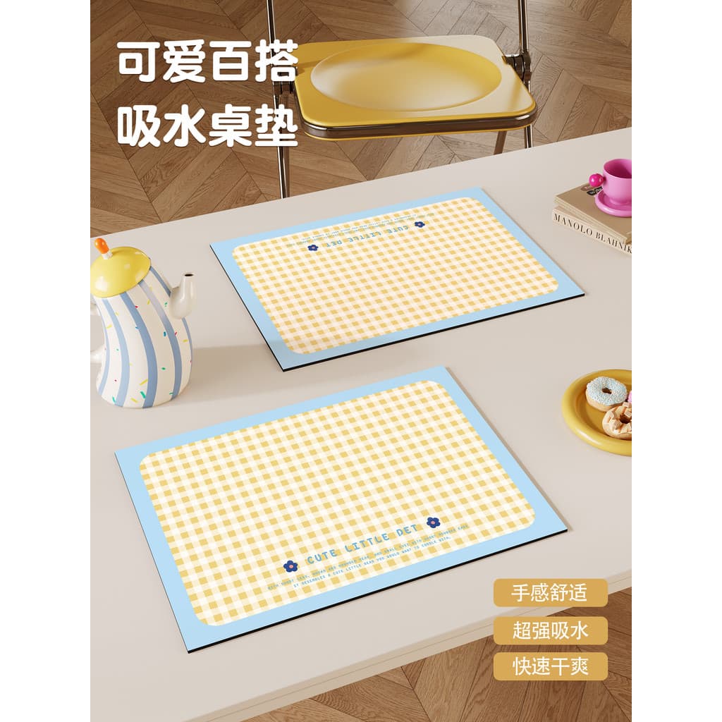 Placemats absorver água antiderrapante mesa de jantar almofada de isolamento térmico bonito dos desenhos animados tapete