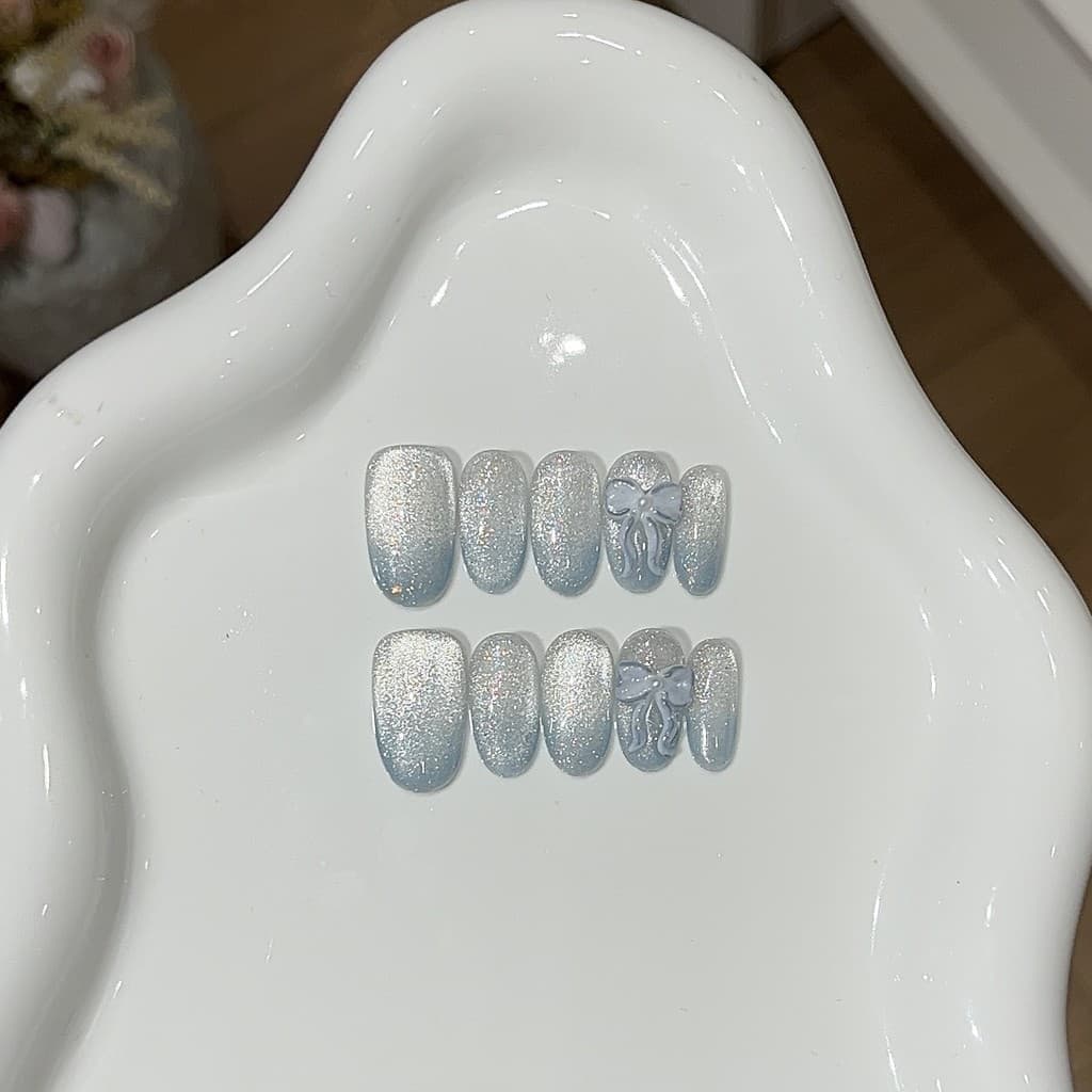 [Milk Blue Girl] Pure Desire Style Usando unhas Clareador Artesanal Manicure Fototerapia Manicure Gradiente Strobe Olho