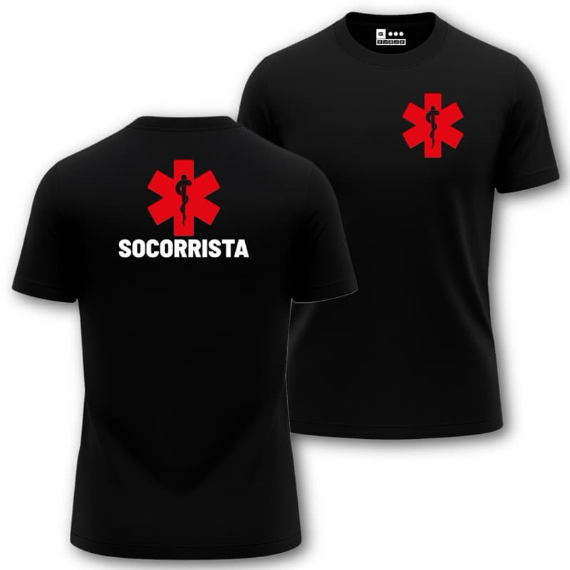 Camiseta SOCORRISTA EMERGÊNCIA Uniforme Trabalho Camisa Masculina DRY FIT Profissão Profissional