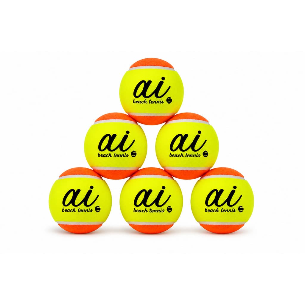 Kit 6 Bolas Beach Tennis AI Aprovada ITF Alta Durabilidade