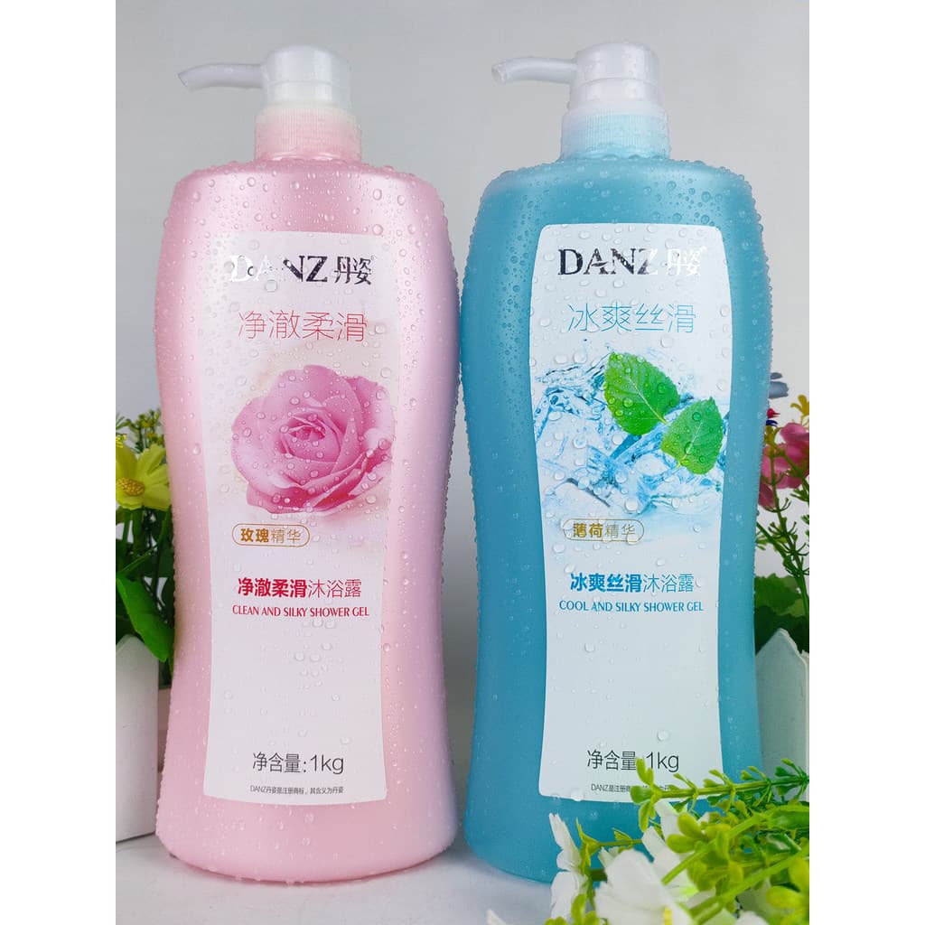 Danzi Gel de banho rosa fragrância hidratante creme de banho líquido grande garrafa homens mulheres hortelã rejuvenesced