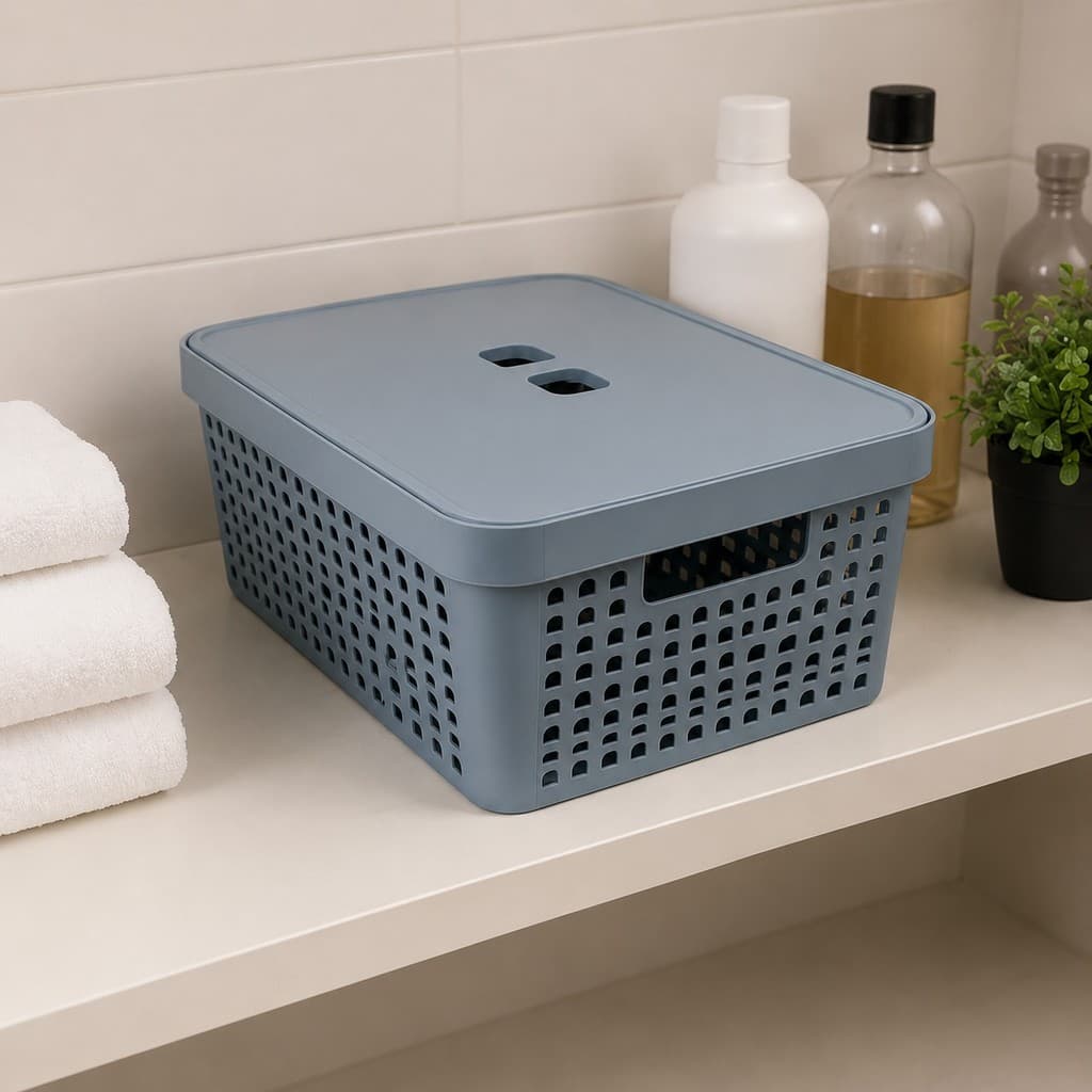 Caixa Organizadora Multiuso 11L com Tampa – Compacta e Resistente