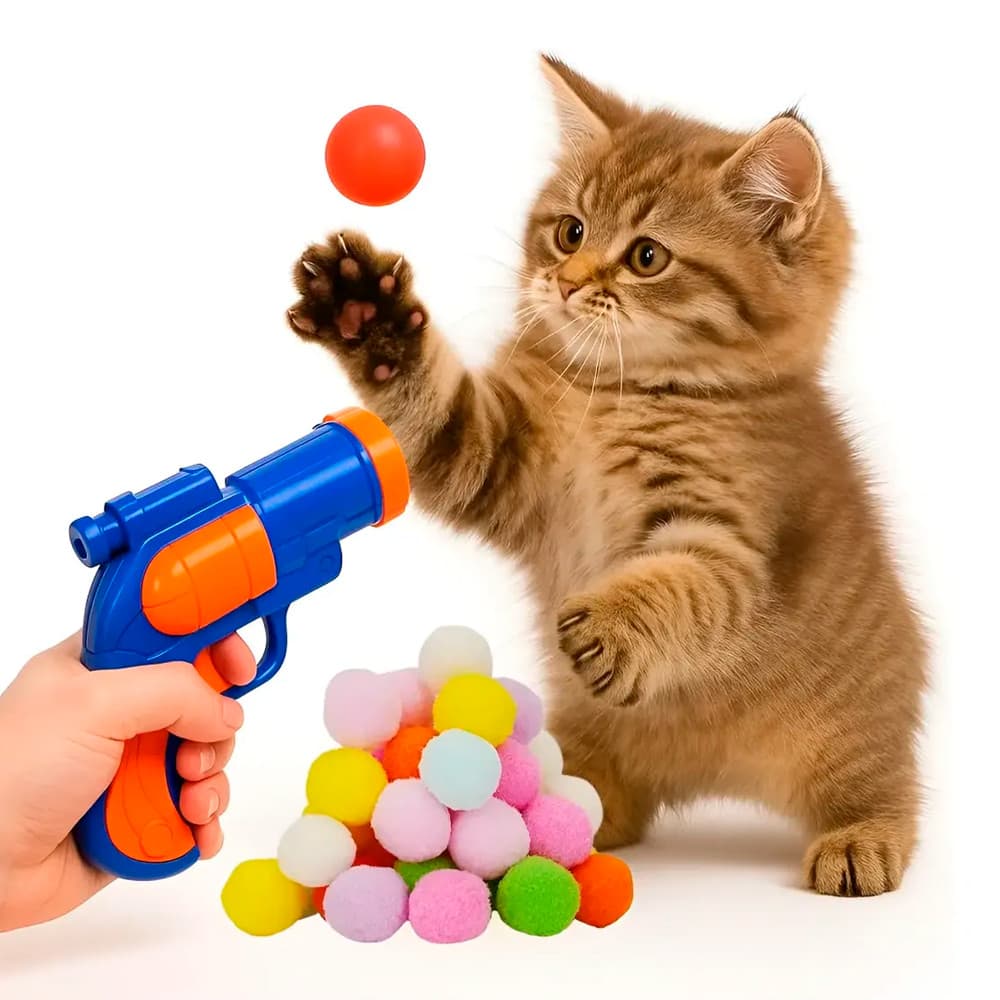 Brinquedo para Gato Cat Sparadote Disparador de Bolinha Bom Amigo C2304 Lançador Interativo Pet