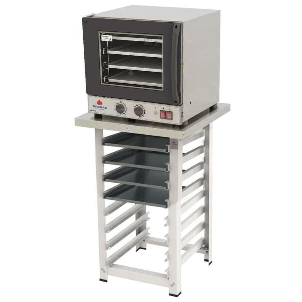 Forno Turbo Elétrico Fast Oven PRP-004 220V Preto + Bancada MES-004  + 4 Assadeiras - Progás