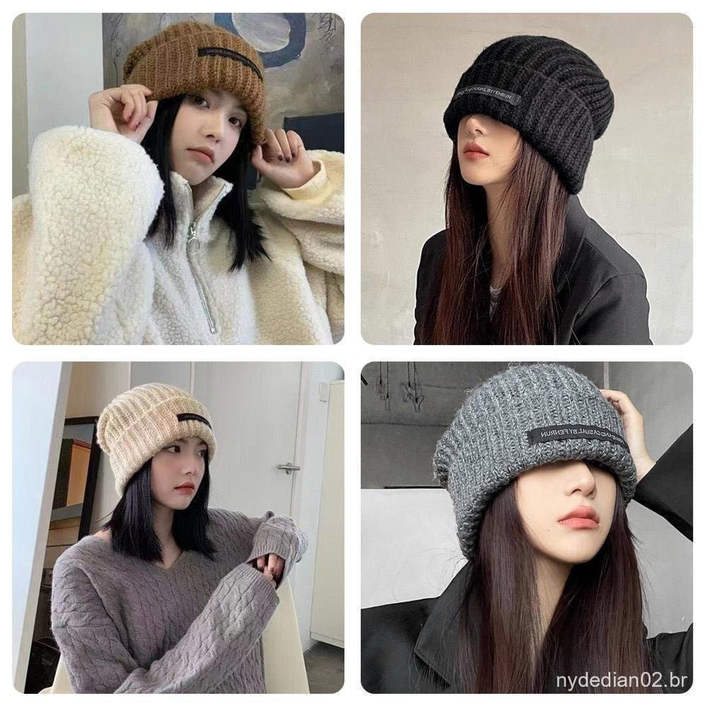 Chapéu De Lã De Malha Cor Sólida Chapéus Outono Earmuffs Versáteis Bonés Presentes Casuais W9l9