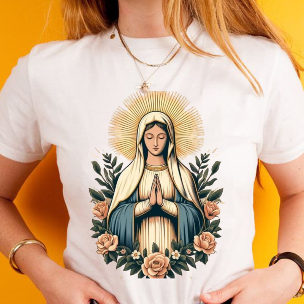 Camiseta 100% Algodão Premium Nossa Senhora Sagrada Familia Maria Lançamento 2024 Envio Imediato