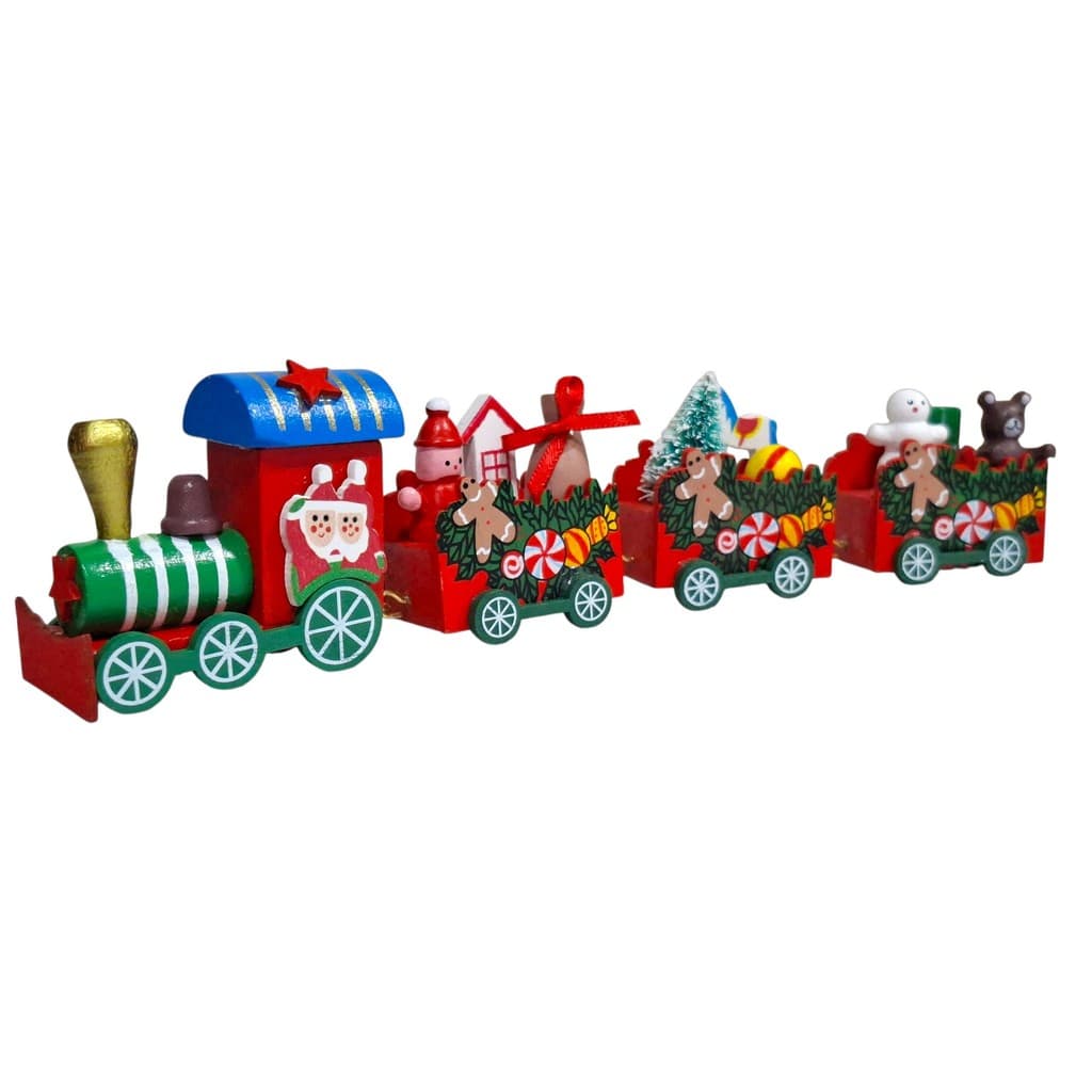 Trem De Madeira Enfeite Decoração Natal Papai Noel 21Cm