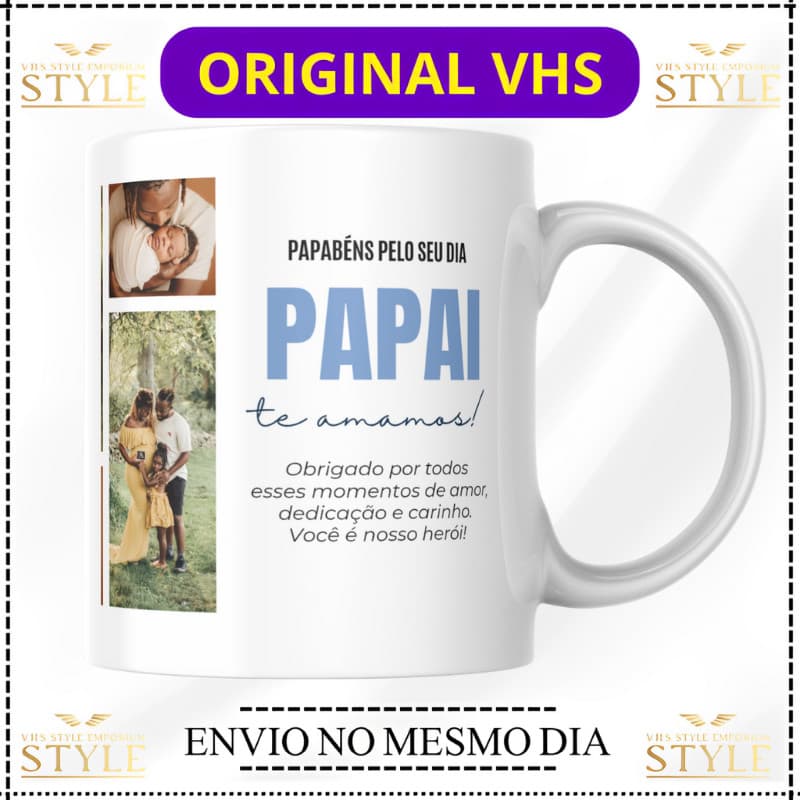 Caneca Personalizada com Foto | Presente Dia dos Pais Único 💙 | Homenagem com Amor | Envio Rápido