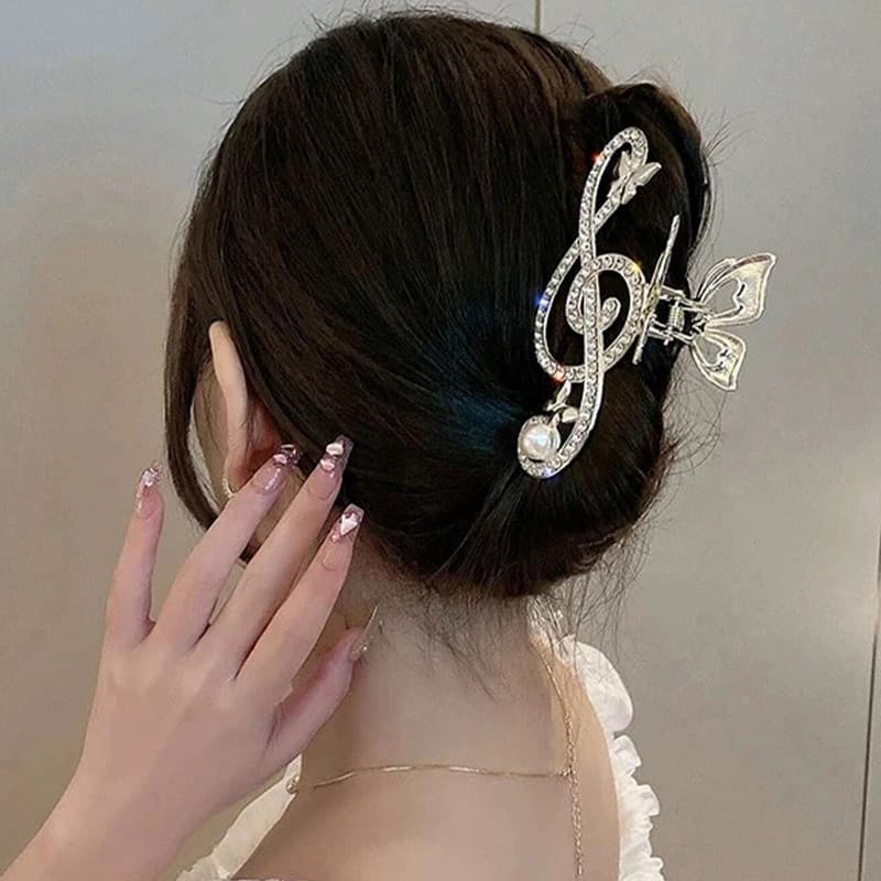 Grampo De Cabelo Com Nota Musical Em Tom Dourado Para Mulheres E Meninas , Uso Diário De Festa