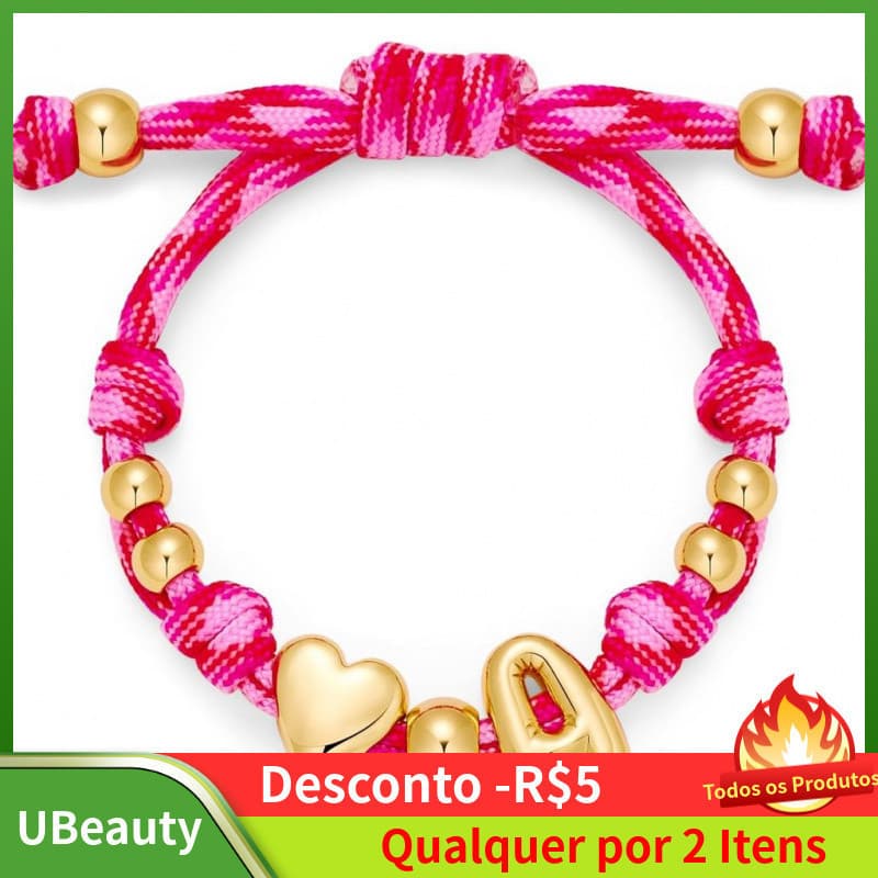 Pulseiras com Iniciais em Forma de Bolha para Mulheres - Pulseira de Coração com Letra Inicial em Forma de Bolha, Person