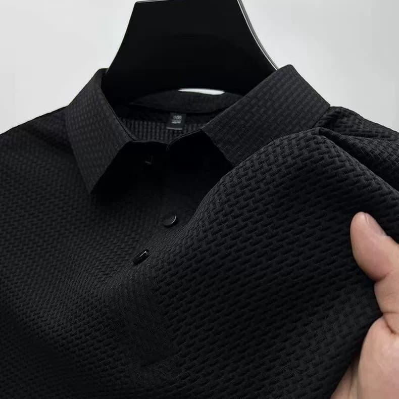 Camiseta polo masculina de manga curta verão lapela meia manga gelo seda respirável Paul camisa cor sólida Casual Hal