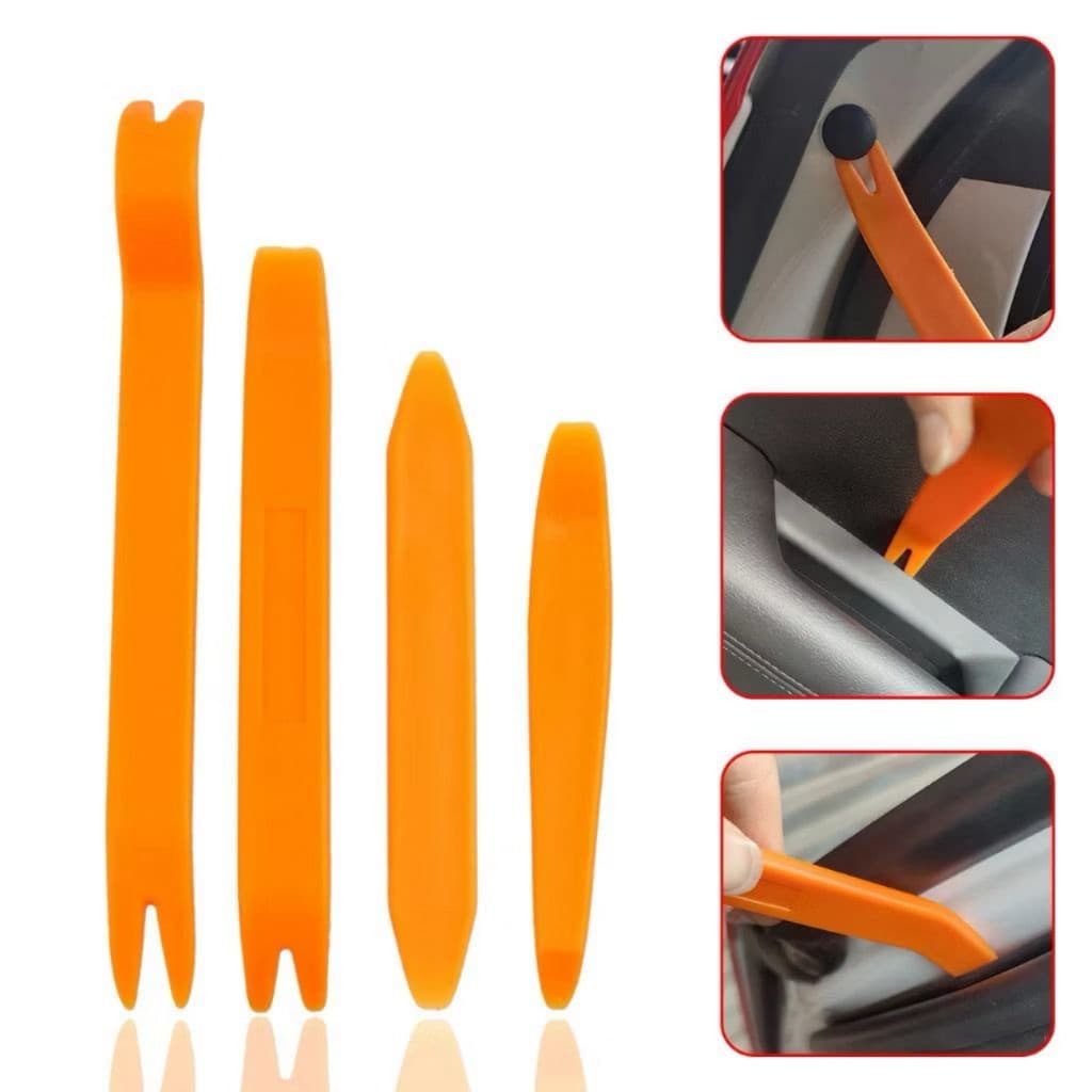 Kit Com 4 Espátulas Plásticas Remoção Painel Forro Porta Carro Molduras Frisos Acabamento Veicular