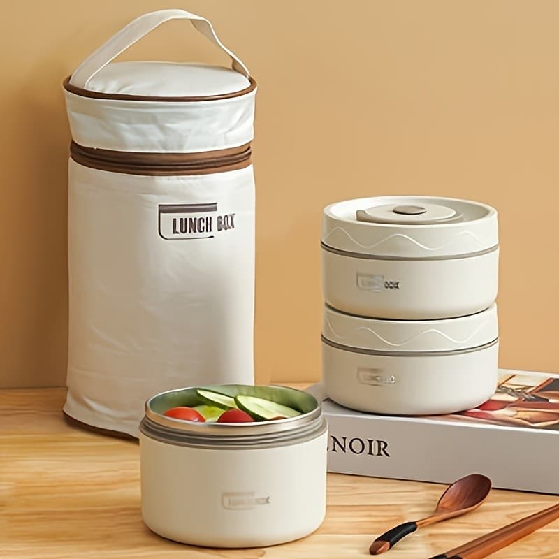 Marmita Térmica Portátil Aço Inox 304 Grande Capacidade Multi Camadas Pote Alimentos Sem BPA