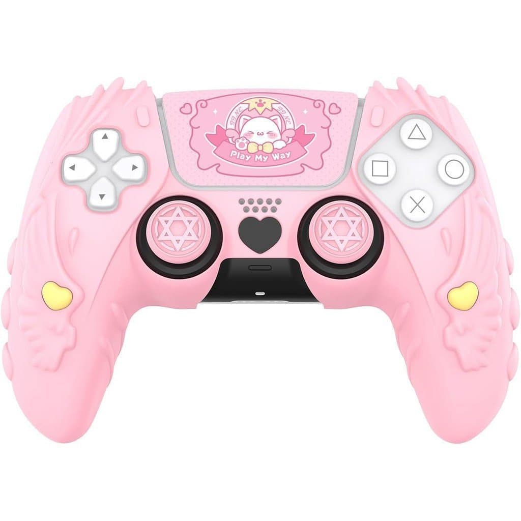 Capa Fofa Para Controlador PS5 , Protetora Macia Antiderrapante Controle De PlayStation 5 De Silicone Rosa Com Adesivos