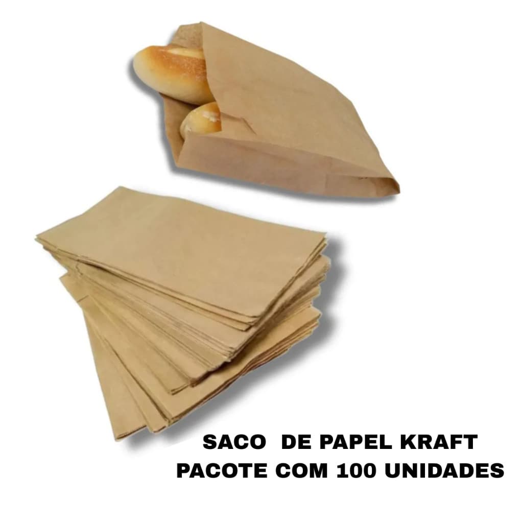 100 Saco de Papel Pardo Kraft mix 15 Kg Saco pardo de padaria Balcão